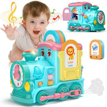 Hot Bee Talking Flash Cards For Toddlers,Learning Toys For 1 2 3 4 5 6 Year Old Boys,Montessori Toys,24-In-1 Multi Musical Train