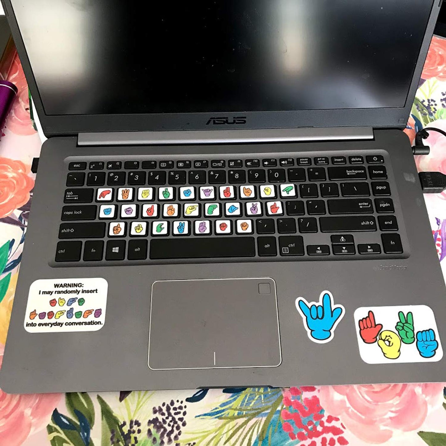 Sign Language Keyboard Stickers + Bonus Restickable Decals