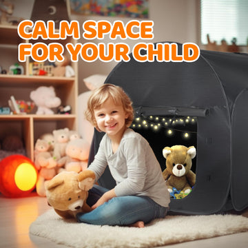 Fahkns Sensory Tent|Quiet Corner For Kids To Play And Relax| Portable Pop-Up Blackout Tent Black With Travel Bag|Sensory Tent Fo
