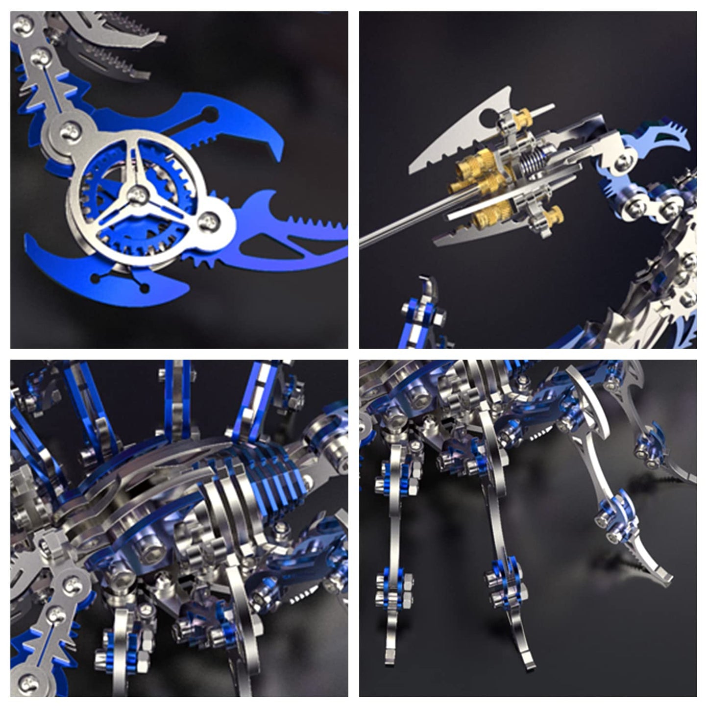 3D Metal Model Kits, Mechanical Scorpion King Blue 3D Metal Puzzle,Steel Warcraft Collection DIY Animal Brain Teasers Simple 3D