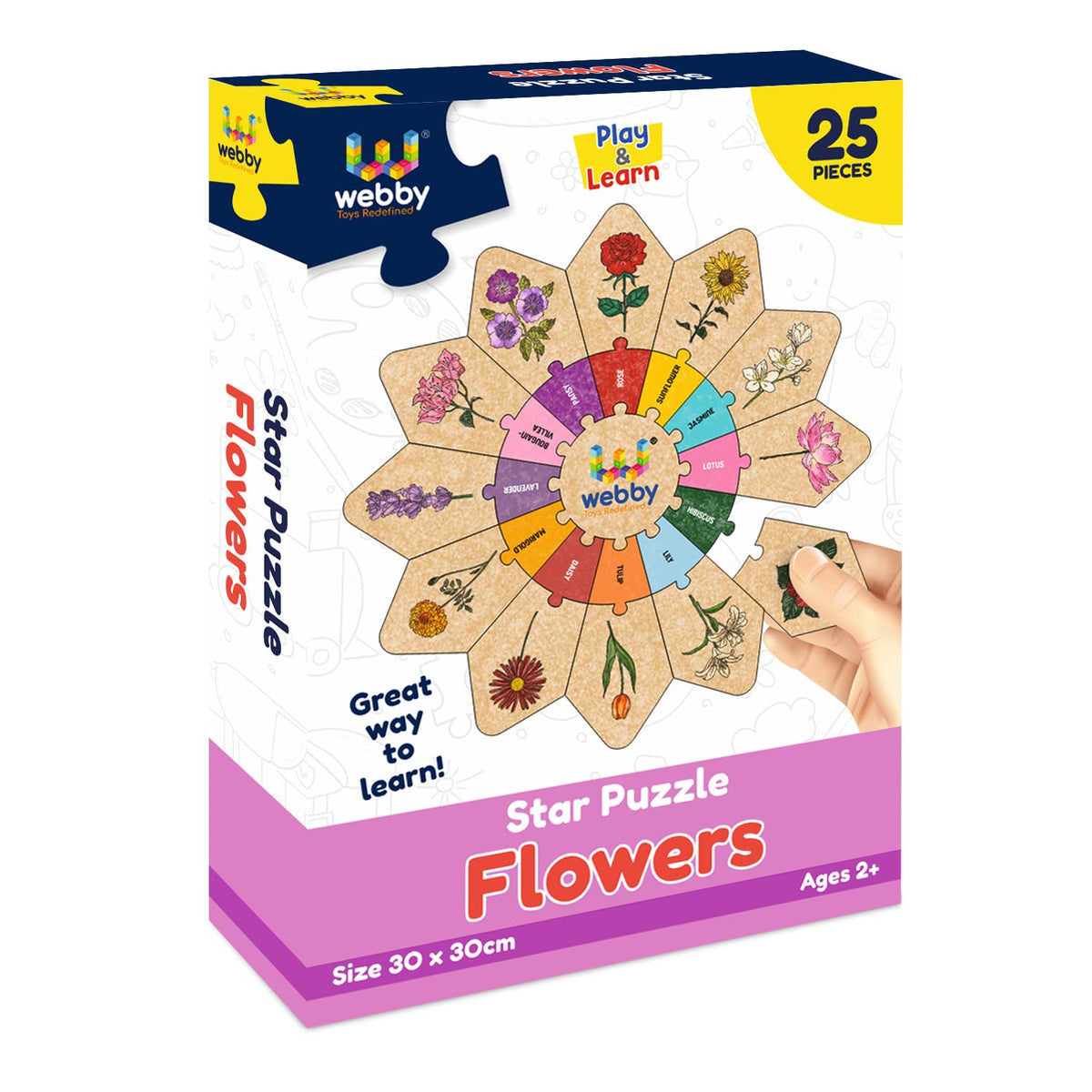 Webby Flowers  Star Jigsaw Puzzle, Montessori Early Educational Pre School Puzzle Toy For 2+ Years Kid (25 Pcs)
