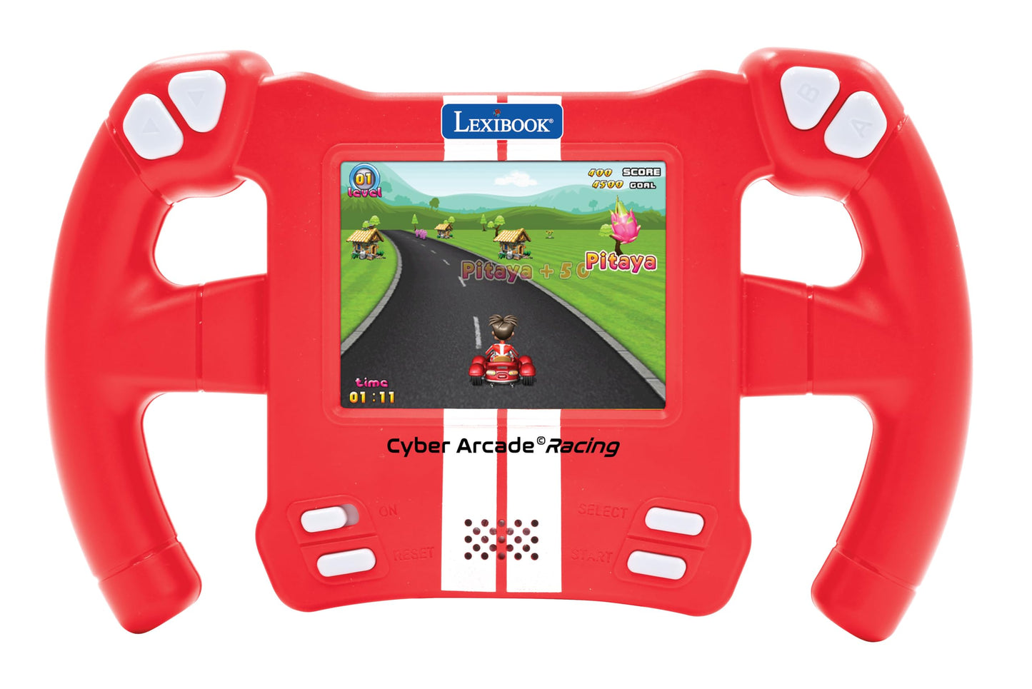 Lexibook, Cyber Arcade Racing, Motion Controlled Racing Console, 30 Racing, Action and Puzzle Games, Control by Tilting, Red, JL