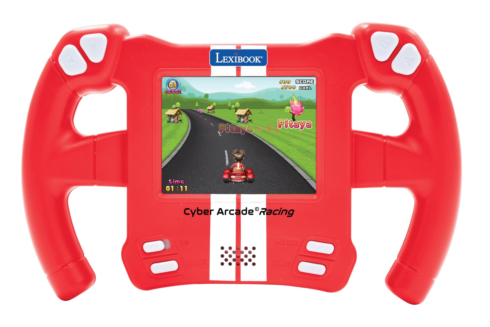 Lexibook, Cyber Arcade Racing, Motion Controlled Racing Console, 30 Racing, Action and Puzzle Games, Control by Tilting, Red, JL