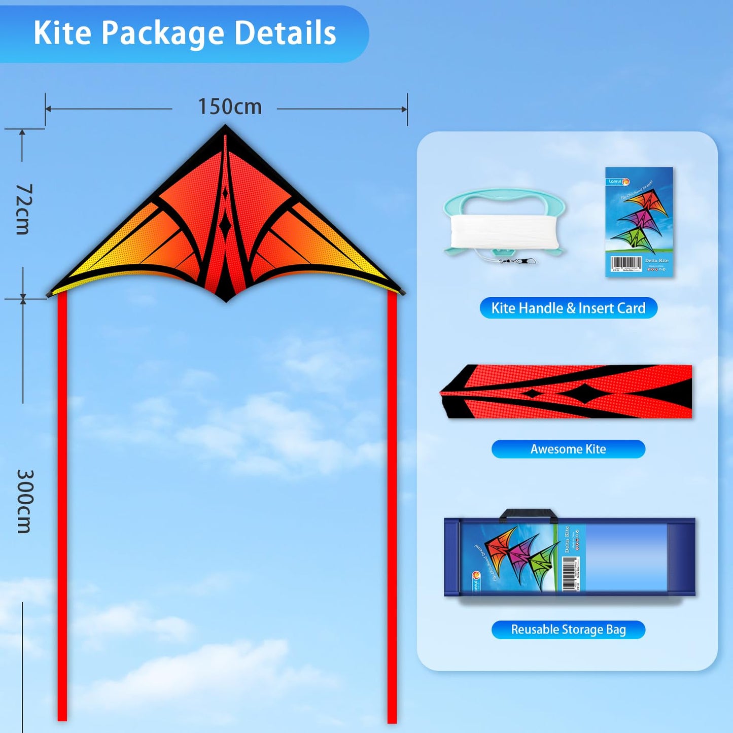 Yfafengs Delta Kites For Beginners & Kids - Easy Fly Large Outdoor Kite For Beach & Family Activities, Durable Delta Kites For K