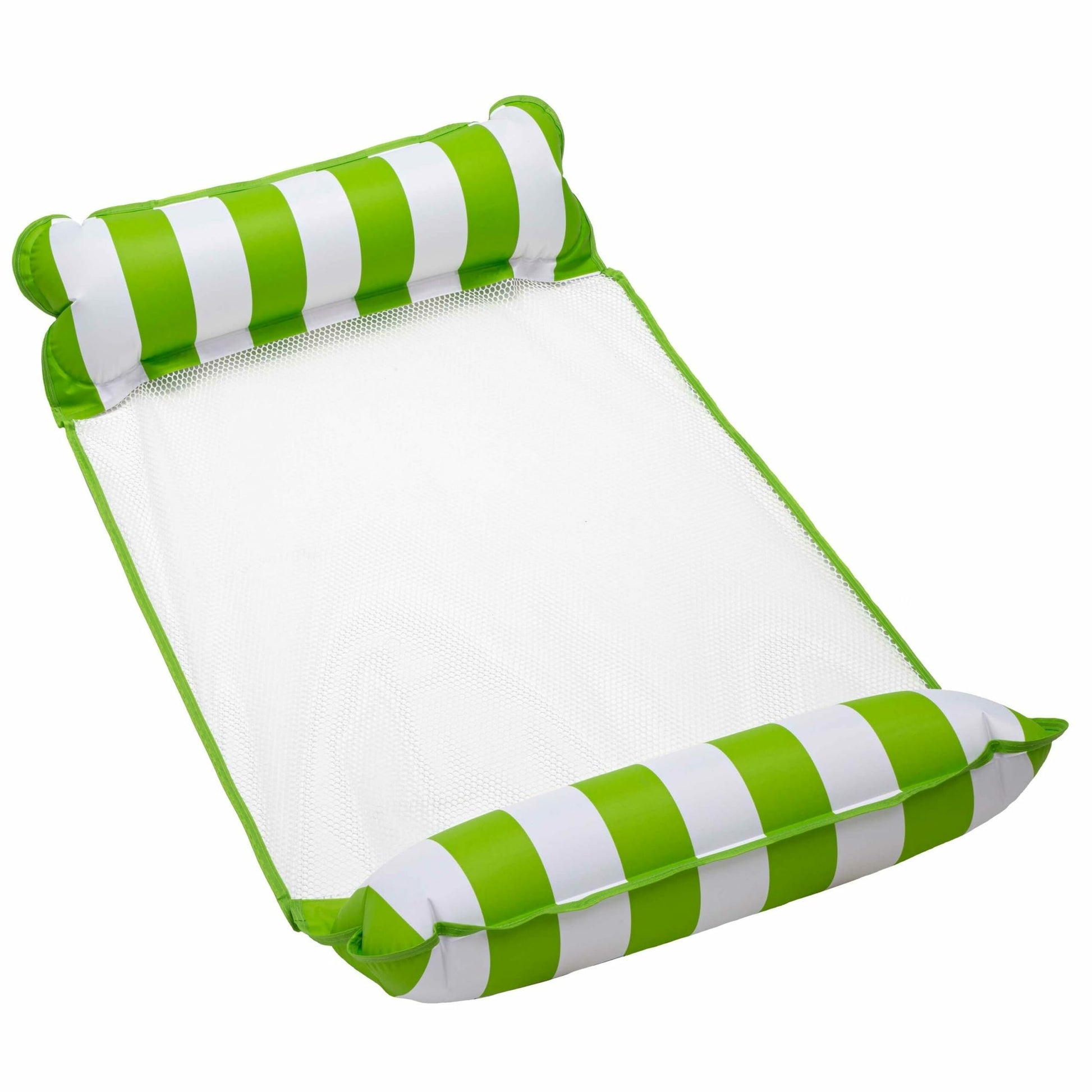 Aqua 4-In-1 Monterey Hammock Inflatable Pool Float, Multi-Purpose Pool Hammock (Saddle, Lounge Chair, Hammock, Drifter) Pool Chair, Portable Water Hammock, Lime Green/White Stripe