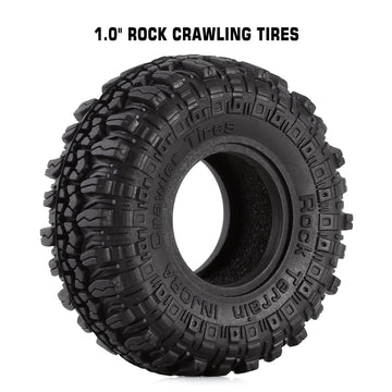 INJORA 1.0 Tires Soft Rubber Crawler Wheel Tires for 1/18 TRX4M SCX24 Gladiator Bronco C10 JLU Deadbolt B17 Axial 1/24 1/18 Trac