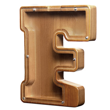 Aorcmitn Large Wooden Letter Coin Personalized Piggy Bank For Boys Girls Kids Toddler Adults Money Bank Best Gift For Friends (9.2 Inch-F)