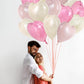 TONIFUL 30Pcs 18 Inch Heart Balloons Pastel Pink Cream White Pink Valentines Day Heart Shape Foil Mylar Balloons Decoration for