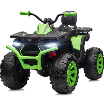 Hikiddo Kids Atv 4 Wheeler, 24V 4Wd Electric Atv Ride On Toy For Big Kid With 2-Seater, 4X200W Motor - Green