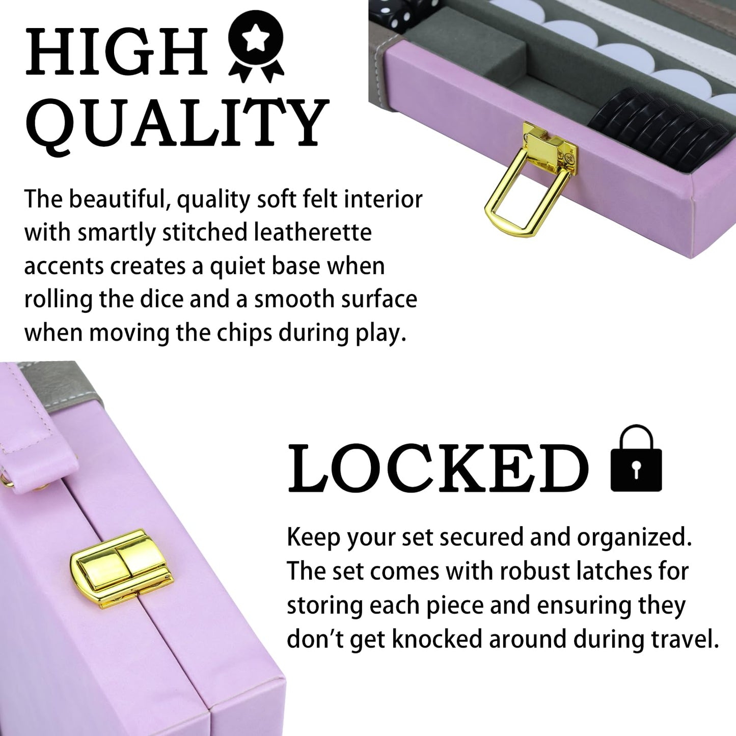 Backgn Sets for mature-themeds  15 inch Backgn Purple Sets Classic Board Game with enhanced Leather Case  Portable Travels Strategy Backgn Game Set for mature-themeds  Kids (Purple)