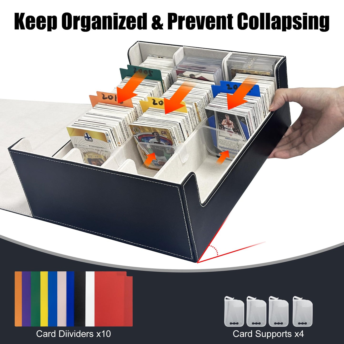 WTVIDAS One Piece TCG Trading Card Box - 2400+ Card Storage Box with 4 Supporters & 10 Colorful Dividers for One Piece Cards,Wat