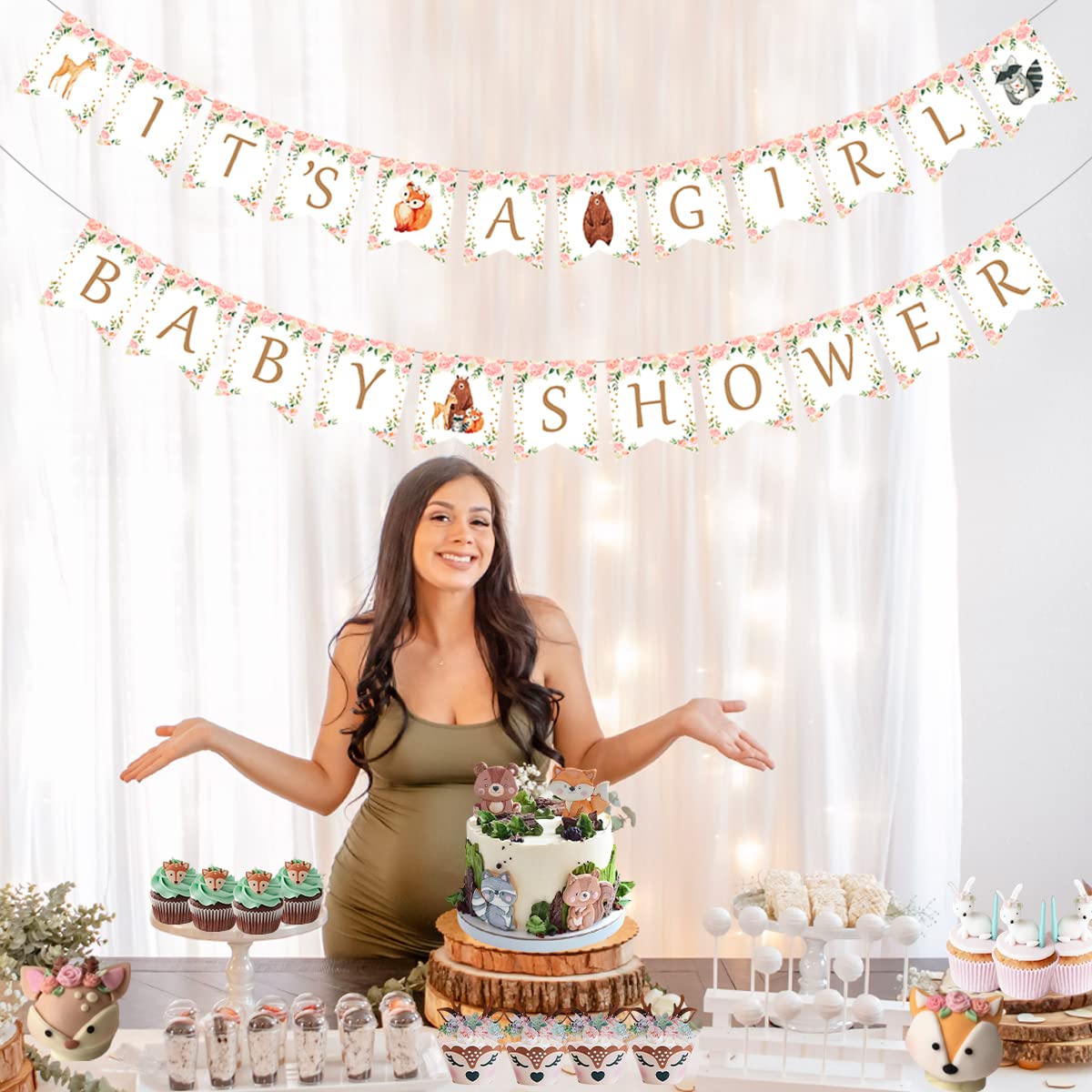 Woodland Baby Shower Decorations Woodland Its a Girl Baby Shower Banner - Forest Animal Garland for Woodland Creatures Baby Show