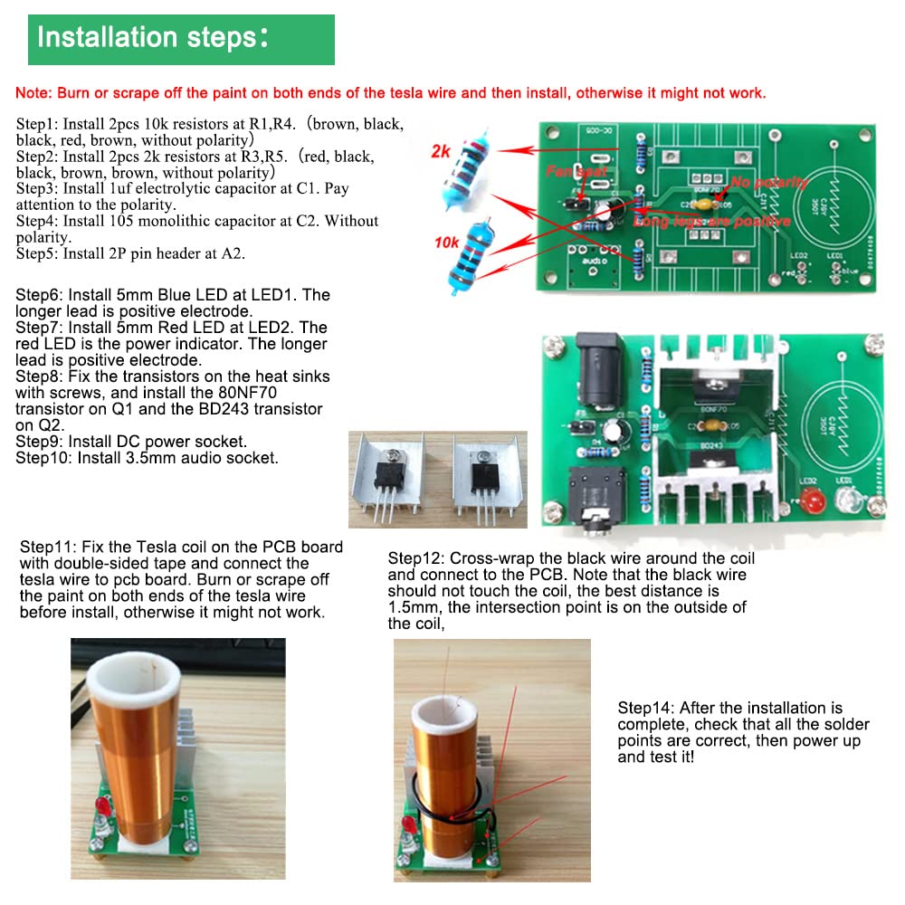ISolderStore Mini Tesla Coil Kit - 15W Metal Plasma Speaker for DIY Soldering Projects - Black - Ideal Gift for Teens & Adults