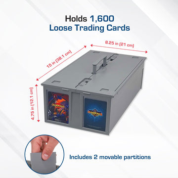 Bcw Collectible Card Bin - Holds Up To 1600 Cards - 2 Pack Gray | Large Card Storage Box For Loose Trading Cards | Pokemon, Mtg,