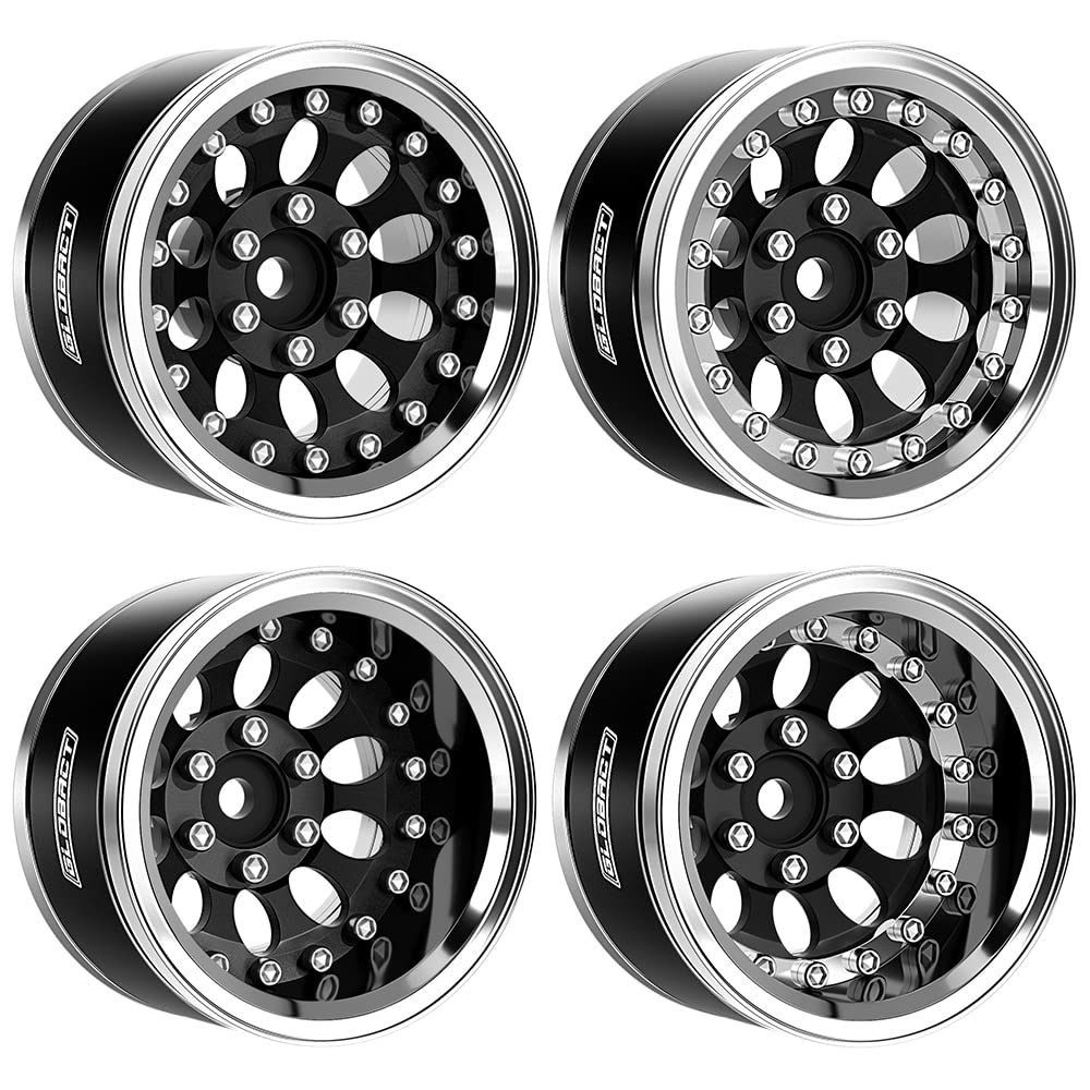 GLOBACT Aluminum 1.9 Inch Beadlock Wheels Adjustable Offset for 1/10 TRX4 TRX6 Axial SCX10 I II III 90046 AXI03007 Redcat GEN7 G