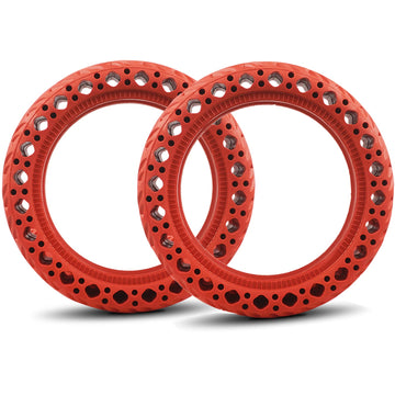 Huizzwy 2 Pcs 8.5 Inch Anti-Slip Red Solid Electric Scooter Tire For Xiaomi Mijia M365 Solid Scooter Wheels Front/Rear Rubber Ti
