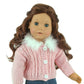 Sophia'S 18' Doll 3-Pc. Feather Trim Pink Chenille Sweater, Denim Skirt And White Tights With Pink Hearts