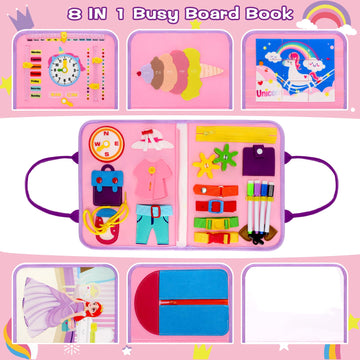Homqyte Busy Book For Toddlers 1-3, Montessorii Sensory Toys For Boy & Girl, Toddler Activity Book For Baby Kids Educational Tra