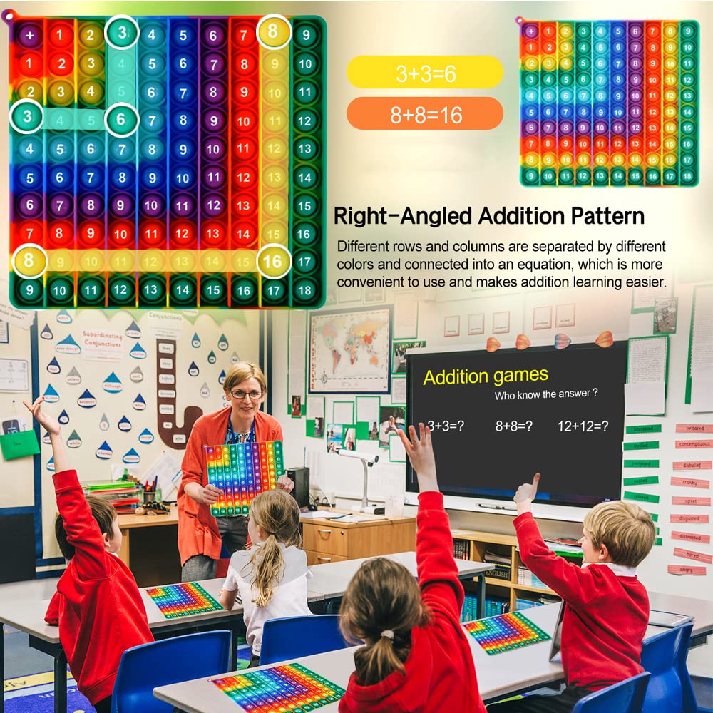 1-9 Addition Chart & 9X9 Multiplication Tables, Right-Angled Rainbow Square 100 Bubbles Math Games Multiplication Games For Multiplication Study Division Learning Math Manipulatives