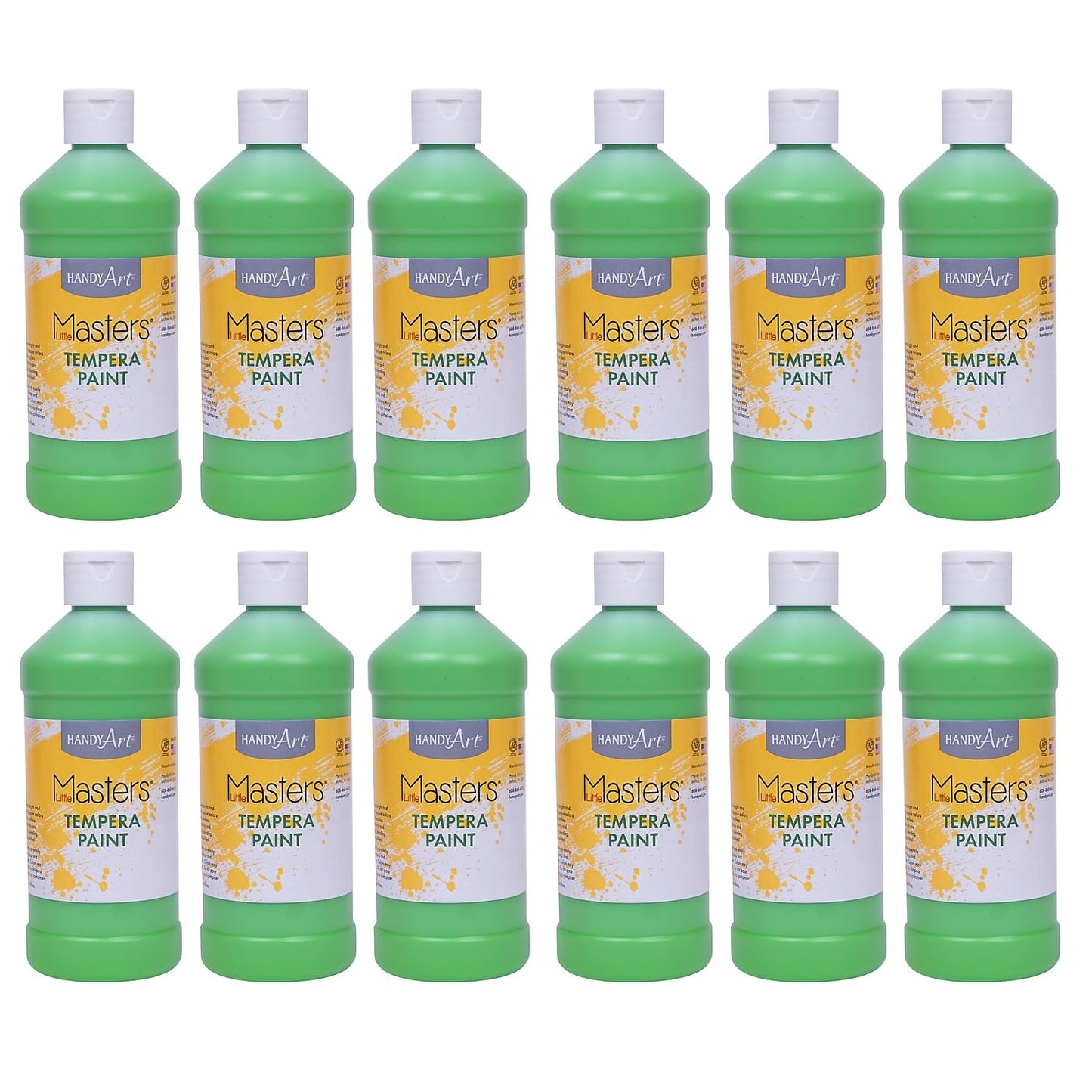 Little Masters Tempera Paint, Light Green, 16 oz., Pack of 12