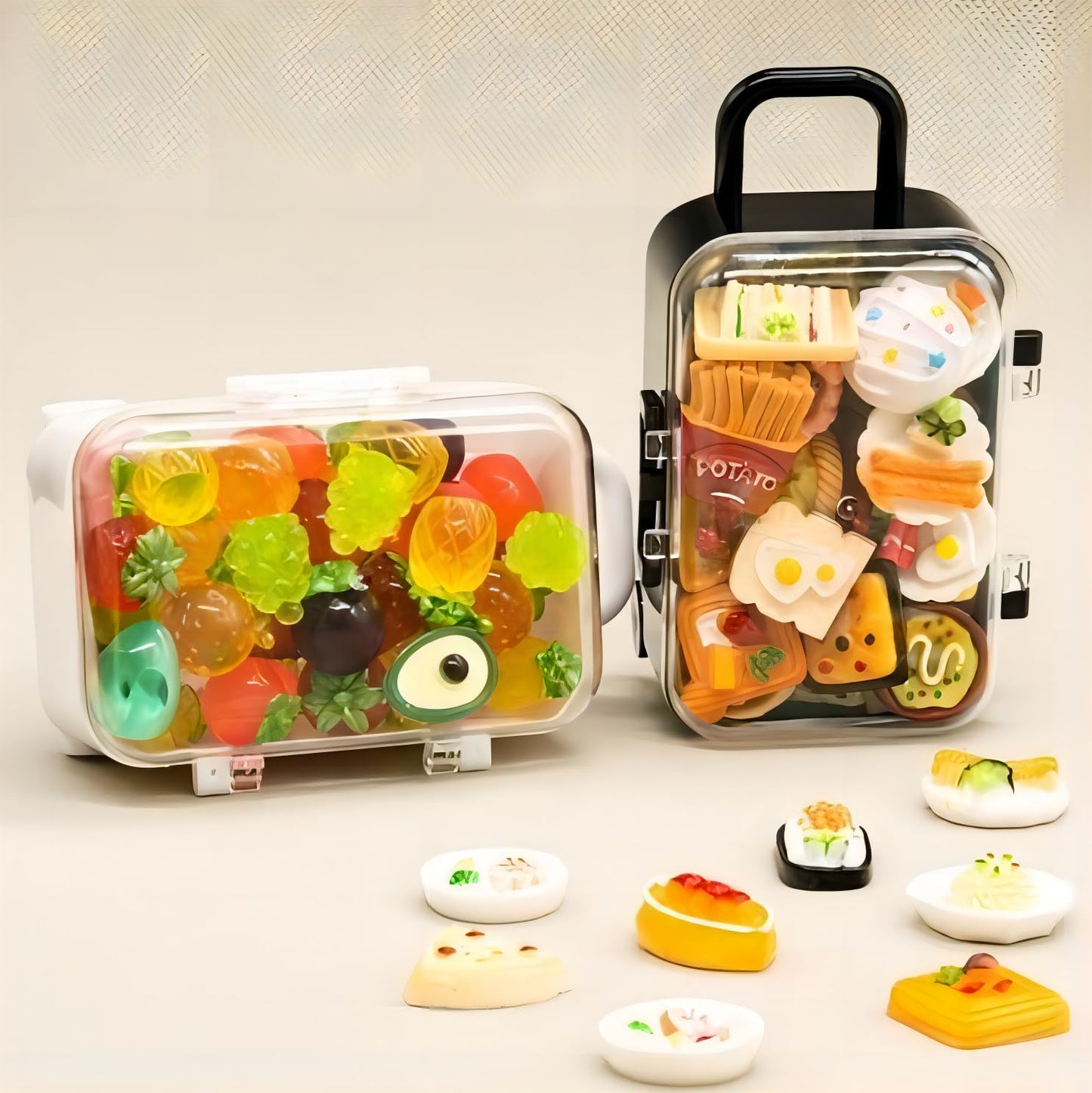 BaaSid 4PCS Mini Plastic Travel Suitcase Candy Box Suit for Doll Wedding Party Decoration,Doll Suitcase, Mini Luggage,suitcase G