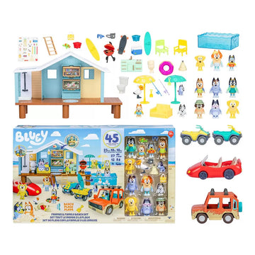 Bluey Friends & Family Beach Set- House Playset 45 Piece Ultimate Mega Set-Large-Includes Sticker Sheet!