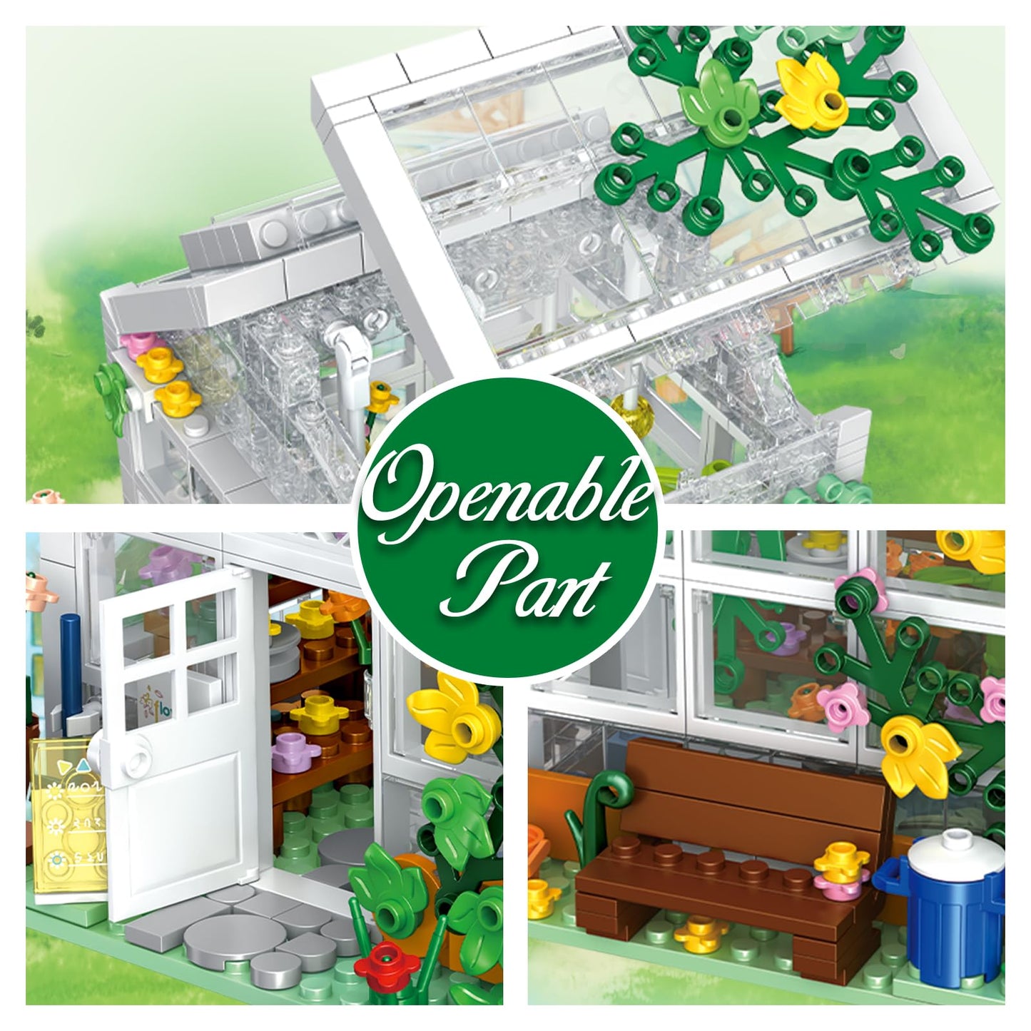 QLT White Flowers House Building Set  Compatible with Lego Flower Friends House Create Elegance and Warmth Environment  Greenhouse Building Toy  Nice Gift for Boys  Girls and mature-themed (639 Pcs)