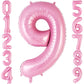 AIQINHU Pink Foil Number 9 Balloon - 40 Inch Jumbo Mylar for Birthday & Anniversary Celebrations