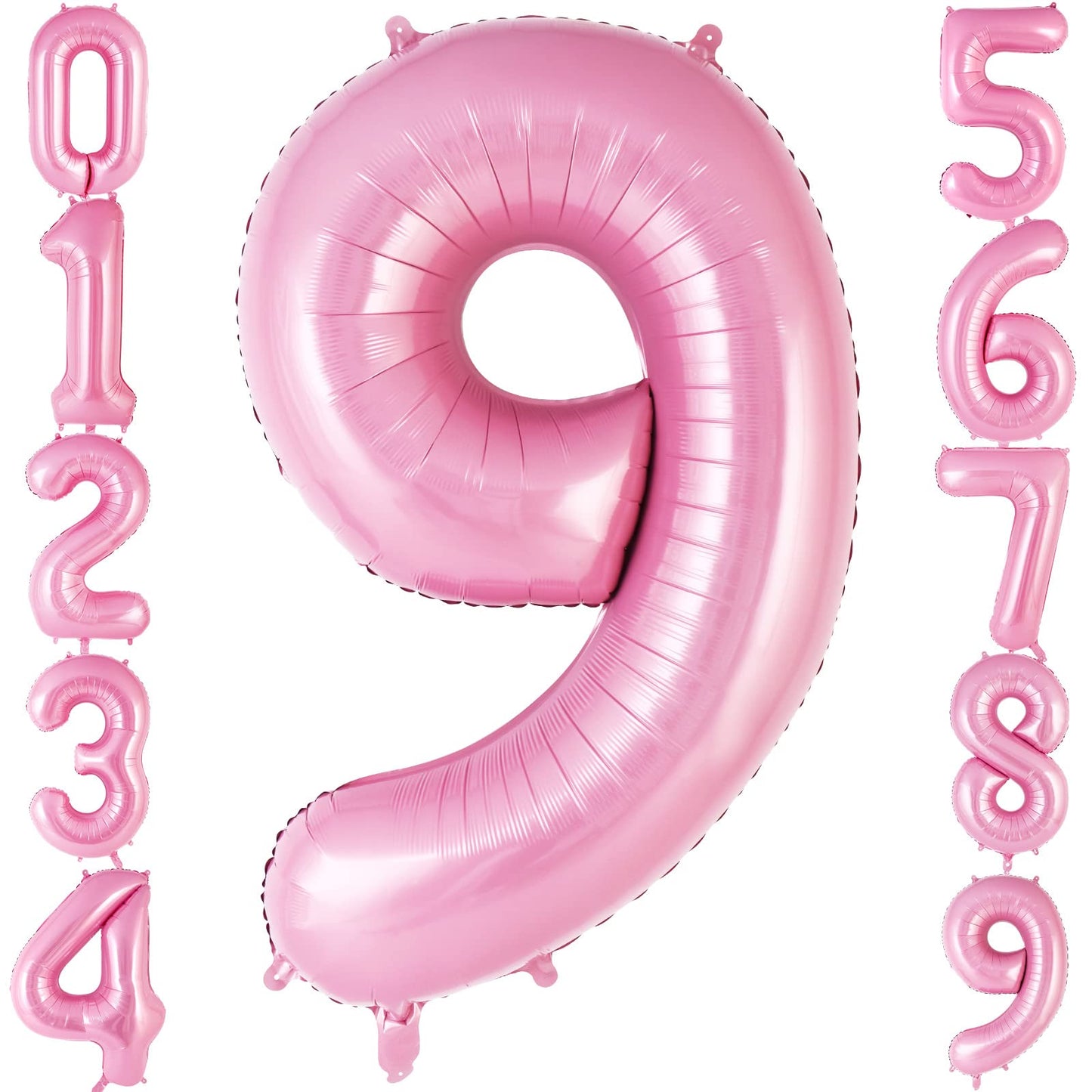 AIQINHU Pink Foil Number 9 Balloon - 40 Inch Jumbo Mylar for Birthday & Anniversary Celebrations