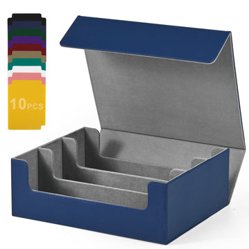 Uaono Card Storage Box For Trading Cards, Premium Card Deck Case Holds 1800+ Single Sleeved Cards For Mtg Yugioh Tcg, Strong Magnet Card Box Fits Magic Game Cards (Blue)