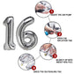 16 Number Balloon Silver 40 Inch Big Foil Mylar 16Th Balloons For 16 Year Old Boy Girl Birthday Party Decorations Wedding Annive