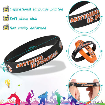 Aoriher 100 Pieces Basketball Bracelet Bulk Basketball Party Favor Motivational Silicone Wristband Inspirational Rubber Bracelet