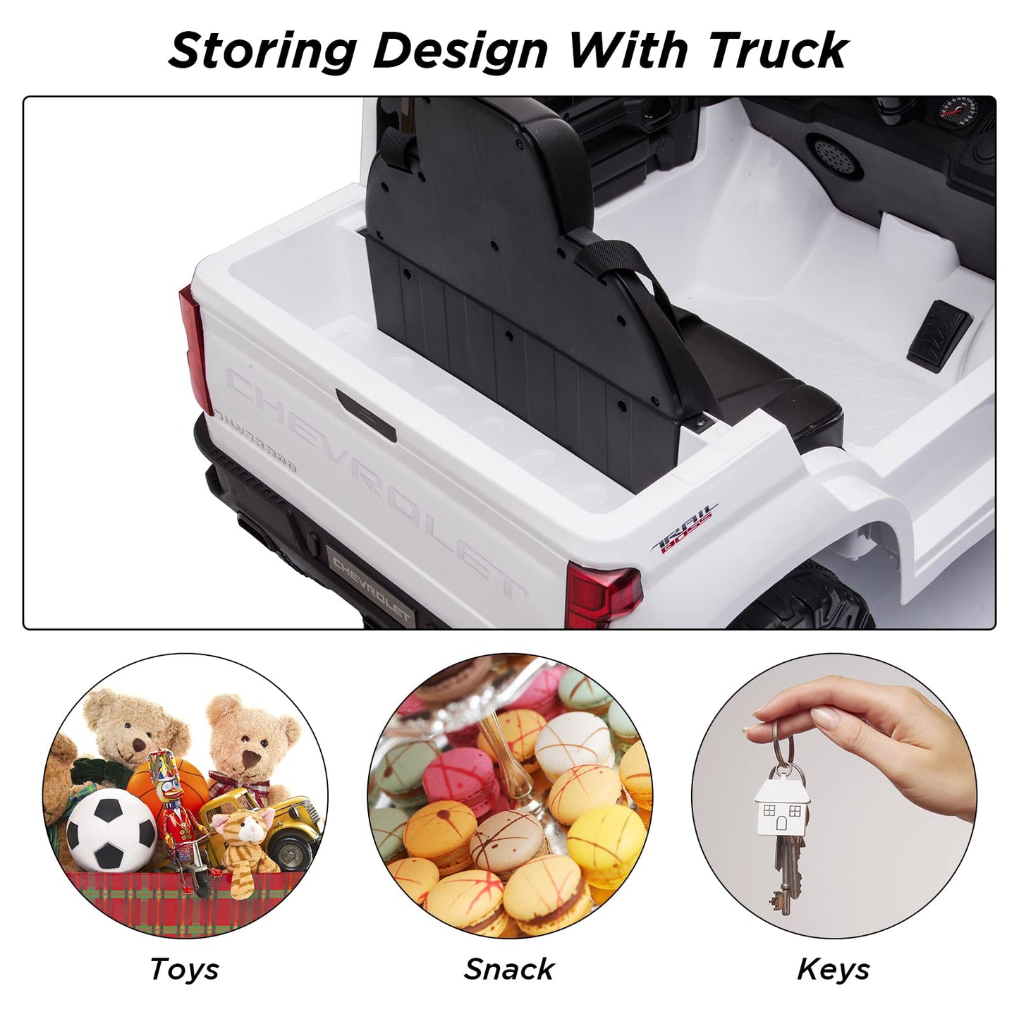 Ride On Truck With Remote Control For Kids, 12V Battery Powered Licensed Chevrolet Silverado Gmc Ride On Car Toddler Electric Ve