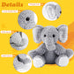 Mikee Fluffie Elephant Stuffed Animal - 12" Soft Plush Toy, Grey, Perfect Huggable Gift for Boys and Girls