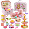 Motiloo 46pcs Cat Tea Party Set for Little Girls,Pretend Play Tea Set for Toddlers 3-8,Includes Plastics Tea Set, Desserts, and