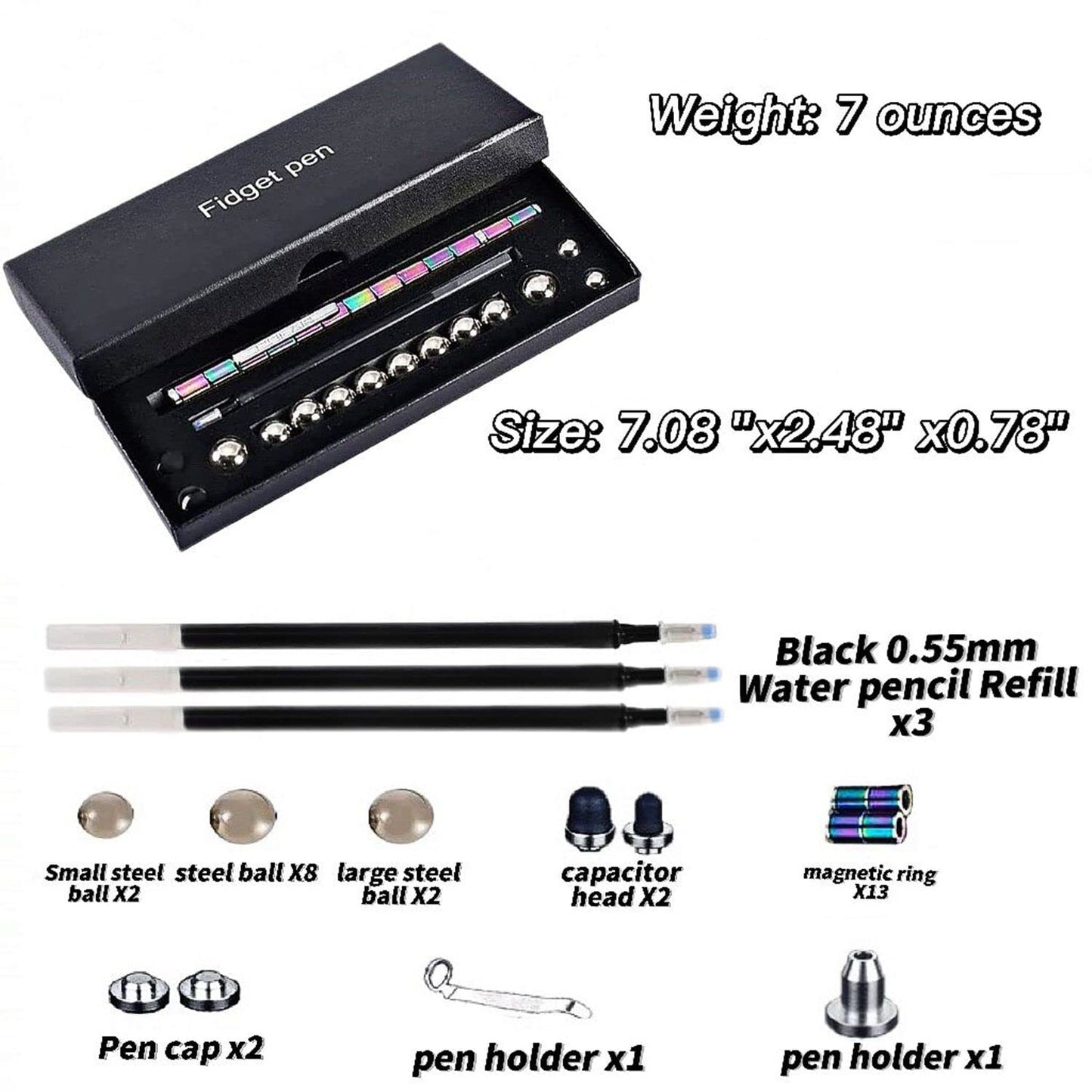 Decompression Magnetic Metal Toy Pen,Multifunctional Deformable Capacities Touch Screen Ballpoint PenIntellectual Learning and S