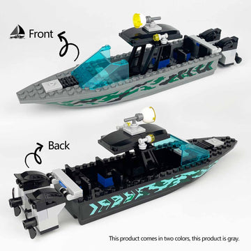 City Police Building Blocks Set - Speedboat-02 60PCS  Fire Rescue  Guard & Patrol Boats  Compatible with LEGO  Fun Gift for Kids