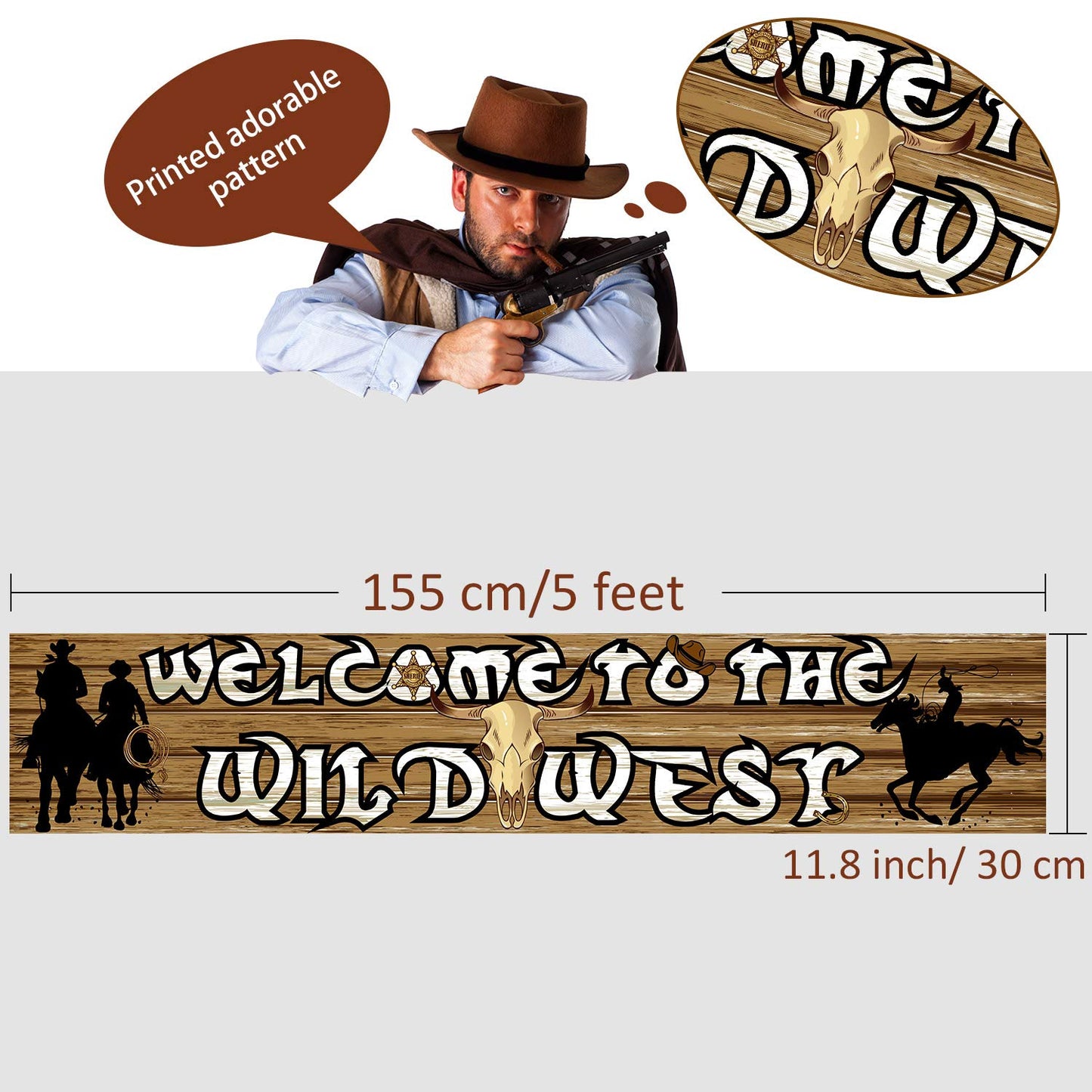 Blulu Western Party Decorations Cowboy Themed Banner Supplies Western Backdrop Photo Booth Wall Party Decor