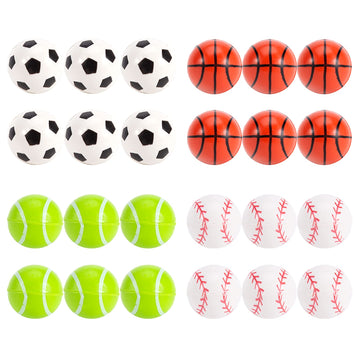 Pllieay 24Pcs 4 Styles Bouncy Balls, Sports Rubber Balls For Kids Play Party Favors(27Mm)