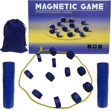 Featyyu Magnet Chess Game Magnet Game with String and 20 Full-Size Magnetic Stones, Puzzle Strategy Games for Family Games Night