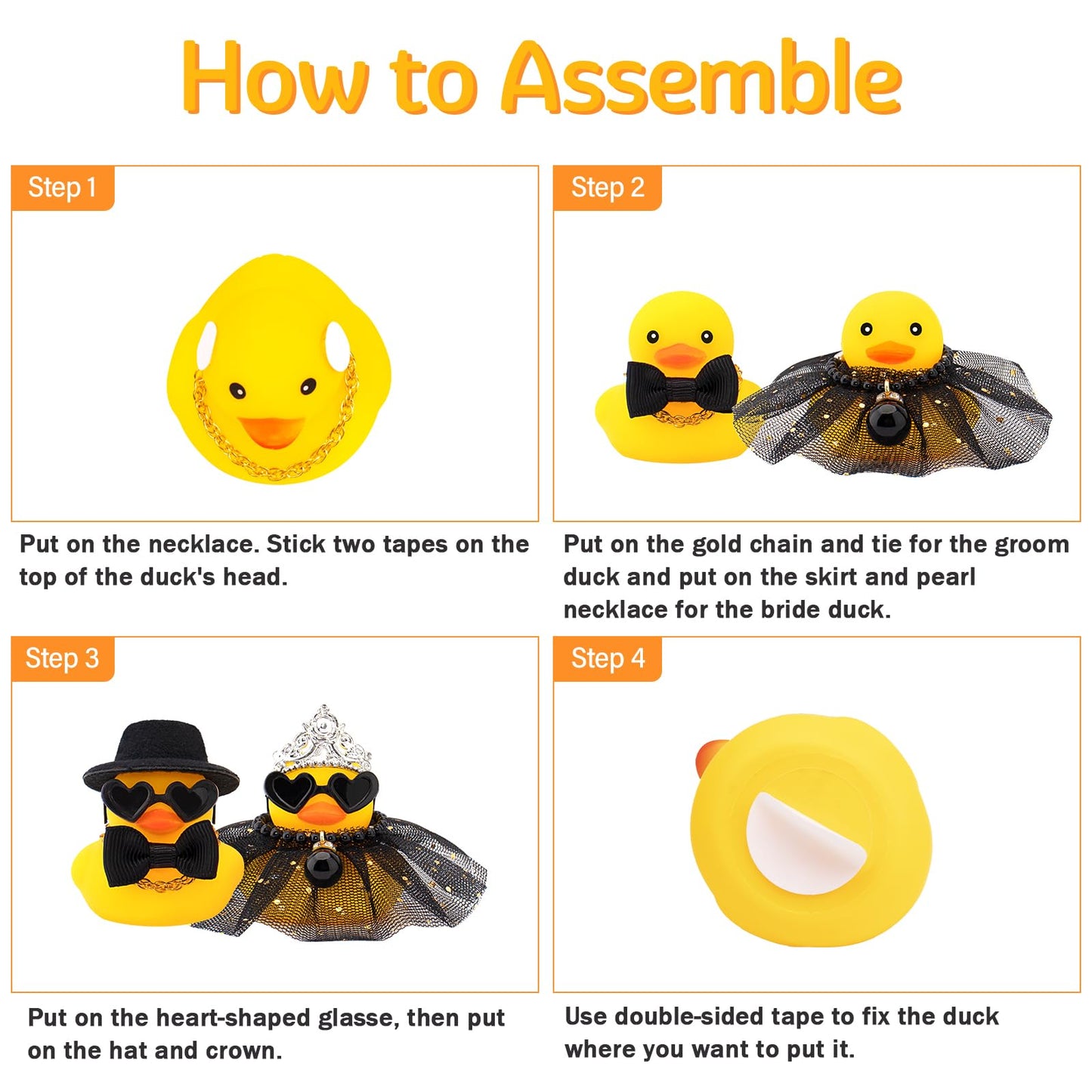 wonuu Pair Set of 2 Wedding Rubber Ducks  Bride Groom Duckies Marriage Rubber Duck Mini Couple Ducky for Ceremony Gift Souvenir Marry Blessings Elegant Heartwarming Present  Black