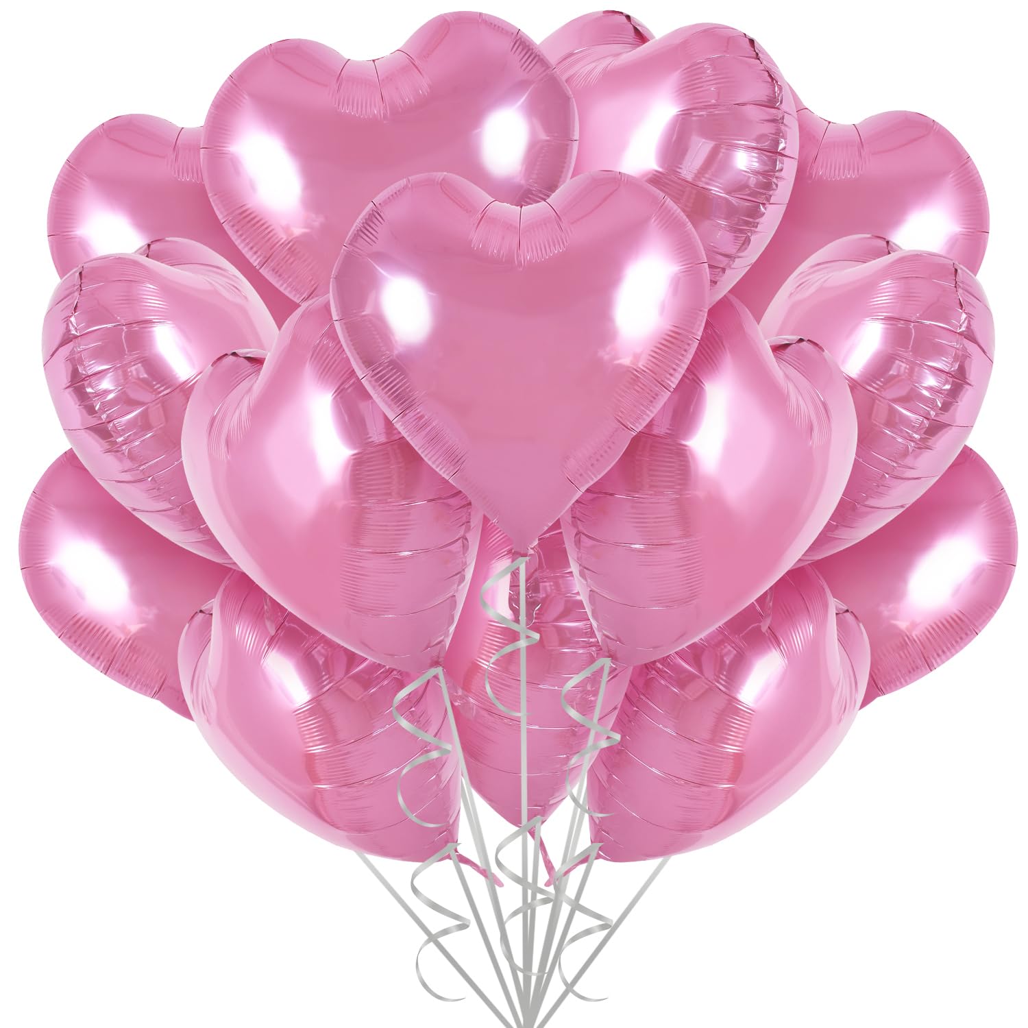 TONIFUL 30Pcs 18 Inch Pink Heart Balloons Pink Heart Shape Foil Mylar Balloons Decoration for Birthday Valentines Day Wedding B