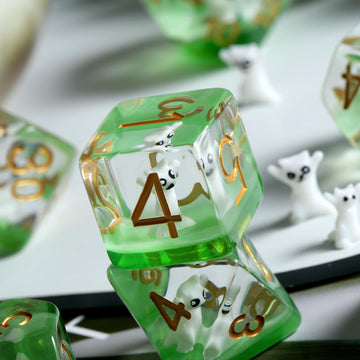 Enchanting Cat Dice Set D&D, DNDND 7PCS Resin DND Dice with Velvet Bag for Dungeons and Dragons Role Playing Games and Tabletop