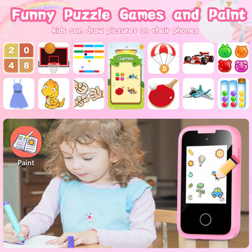 Kids Smart Phone Gifts Toys for Girls Boys Age 3-8,Toddler Toys Cell Phone with Educational Games, 3 4 5 7 8 9 6 8 9 Year Old Gi