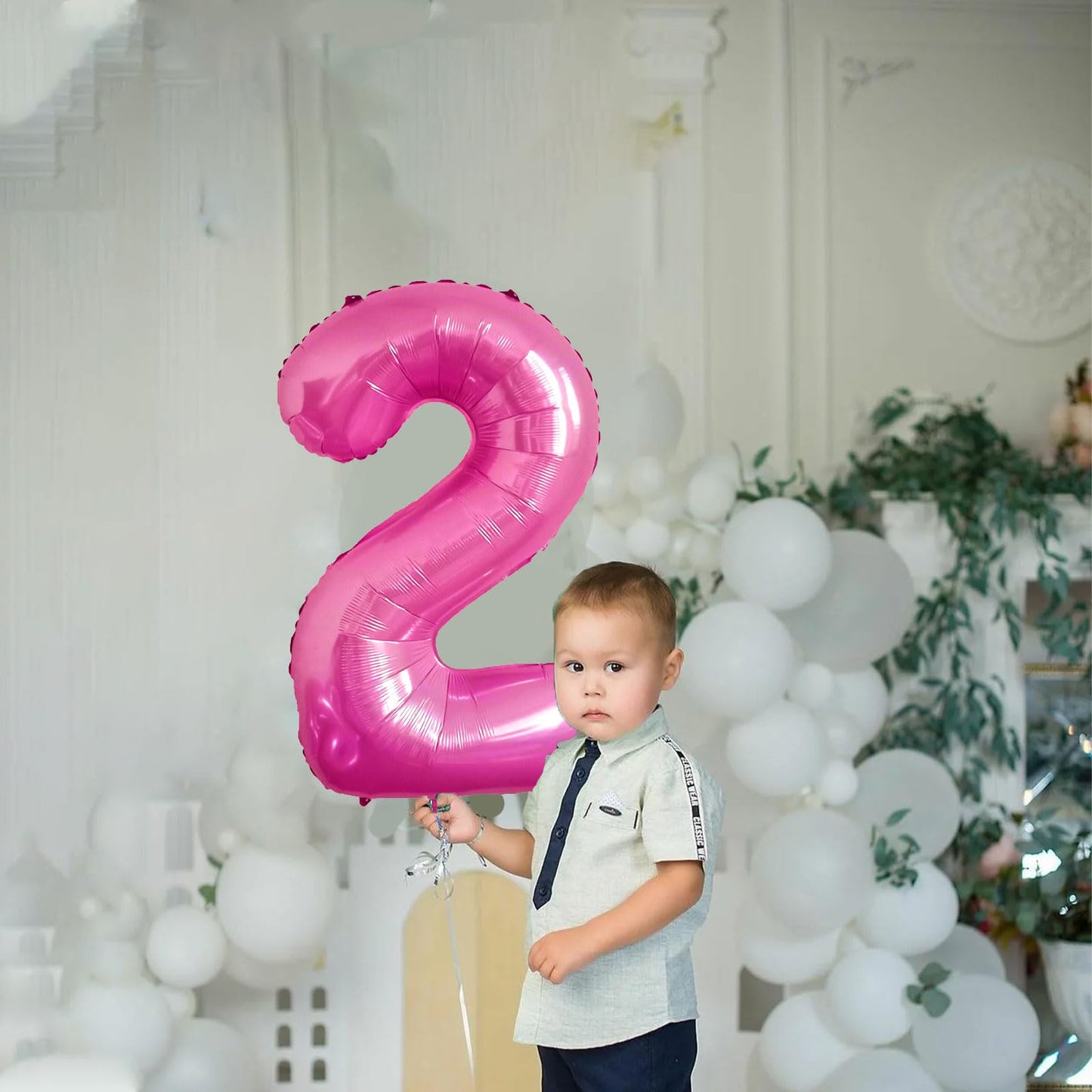 2 Number Balloon Pink 40 Inch Big Foil Mylar 2Nd Balloons For 2 Year Old Boy Girl Birthday Party Decorations Wedding Anniversary