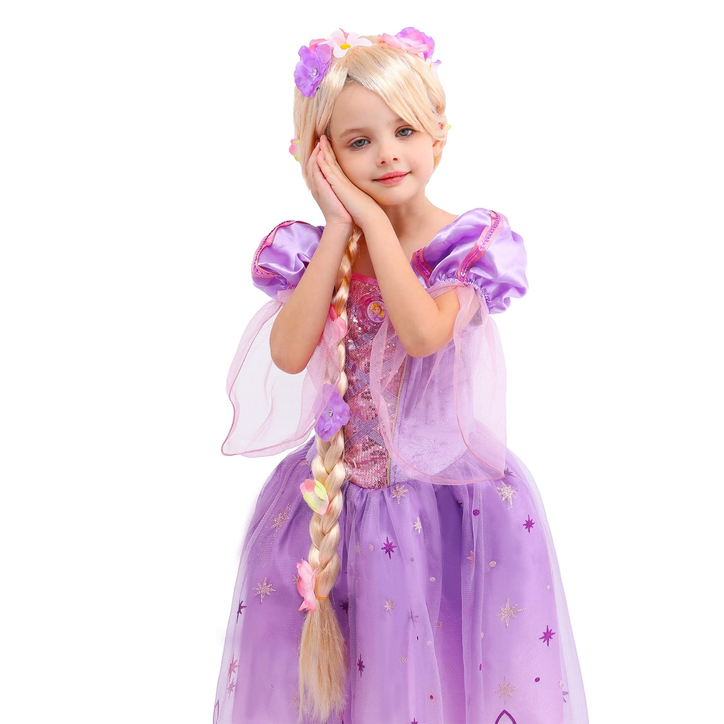 Sincere Party Girls Princess Wig,Rapunzel Plaits Blonde Wig For Girls Halloween Party,Role Playing