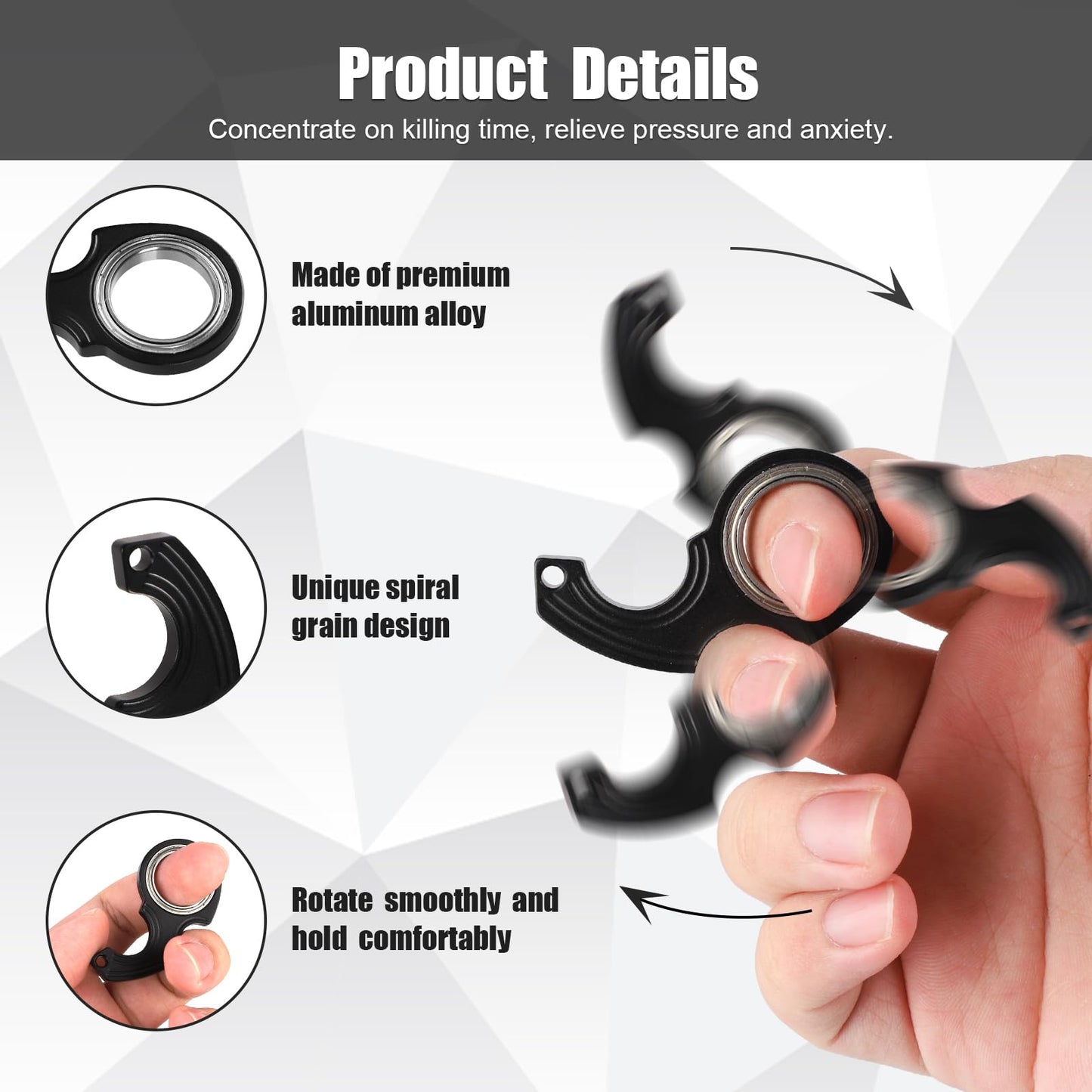 2Pcs Key Chain Spinner Fidget Toy, Portable Finger Spinning Keychain With 2Pcs Key Ring Funny Key Holder Toys For Adults Teens F