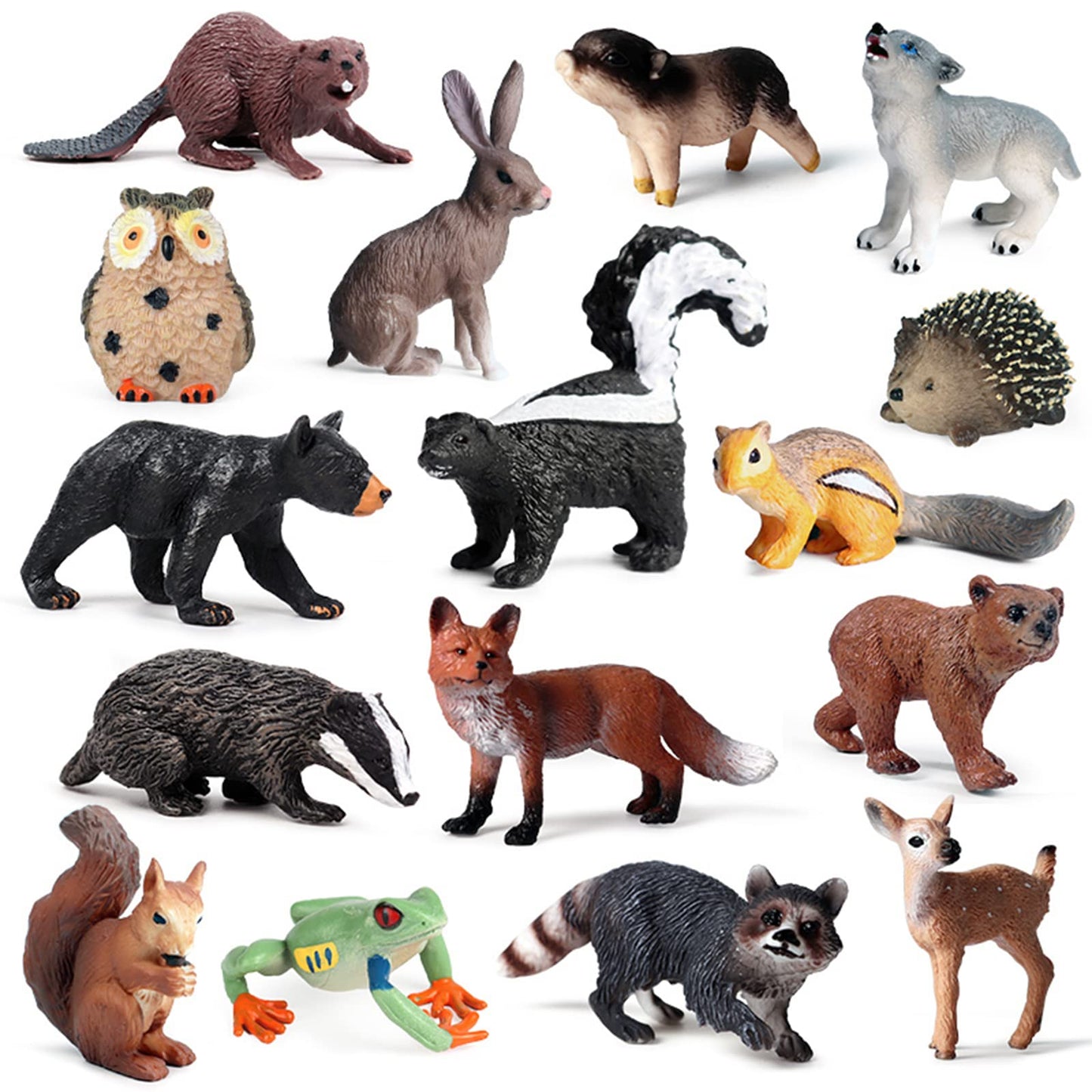 SCAHOW 16 PCS Forest Animals Figurines - Plastic Miniature Toys for Cake Toppers & Decorations, Birthday & Baby Shower Gifts
