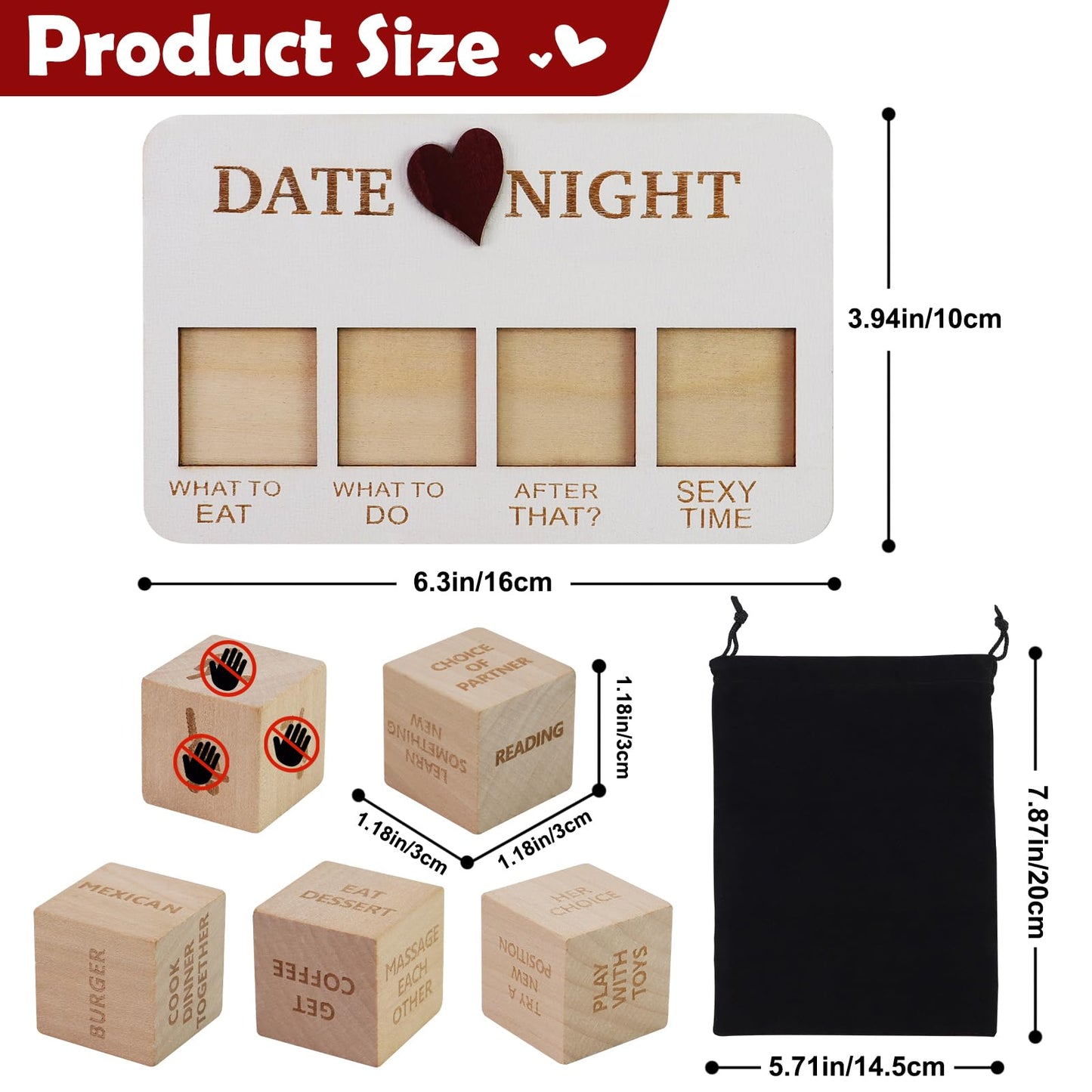 Date Night Dice, Fun Dicey Date Game, Wooden Night Dating Decision Dice Set, Valentines Gifts For Him Her, Couples Wedding For H