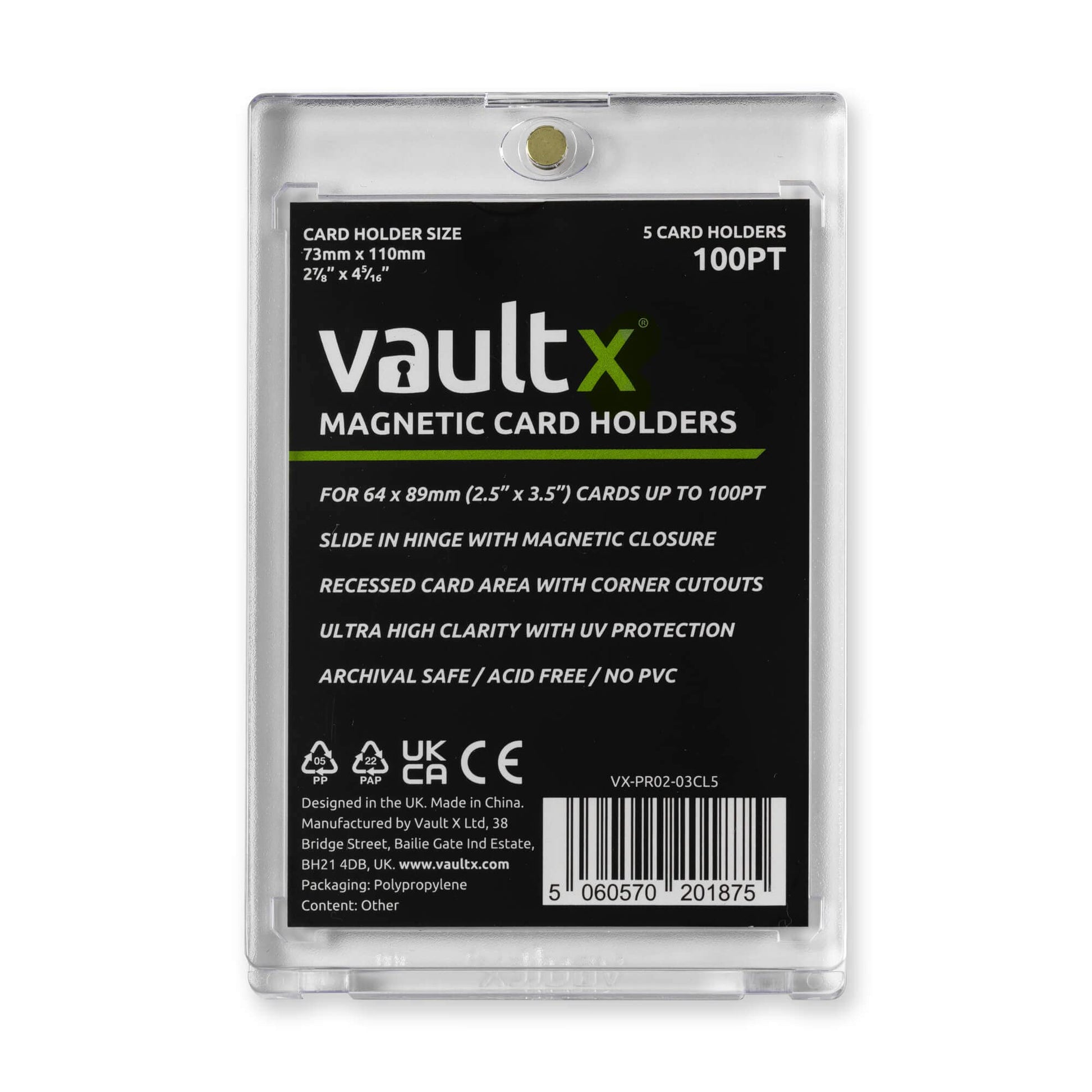 Vault X Magnetic Card Holders 100Pt For Trading Cards, One Touch Hard Cases With Uv Protection, Clear Display For Collectible Ca